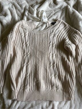 torrid Cream Cable Knit Crewneck Sweater